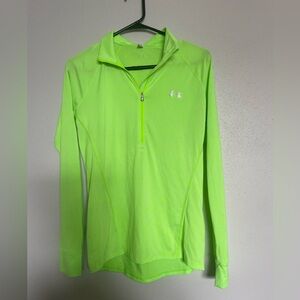 Bright green under armour quarter zip womens- worn once!